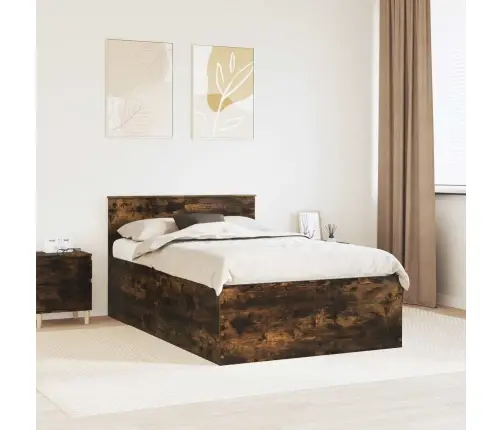 Gultas Rāmis Dūmaka Ozols 120 X 200 Cm Inženierijas Koks Vidaxl