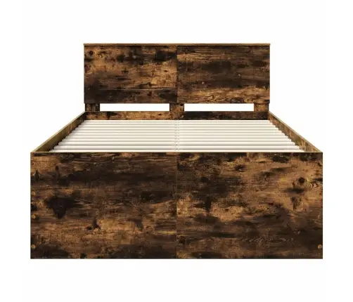 Gultas Rāmis Dūmaka Ozols 120 X 200 Cm Inženierijas Koks Vidaxl