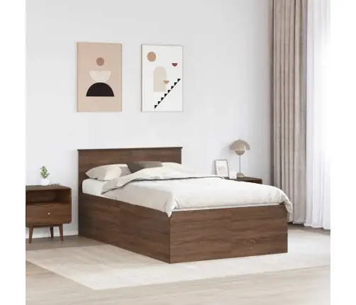 Gultas Rāmis Brūns Ozols 120 X 200 Cm Inženierijas Koks Vidaxl