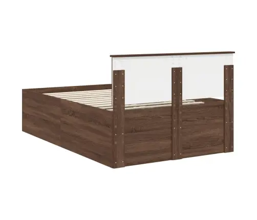 Gultas Rāmis Brūns Ozols 120 X 200 Cm Inženierijas Koks Vidaxl
