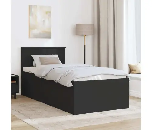 Voodi Raam Peaga Must 120 X 200 Cm Tehispuit