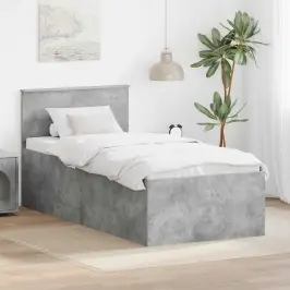 Gultas Rāmis Betona Pelēks 120 X 200 Cm Inženierijas Koks Vidaxl