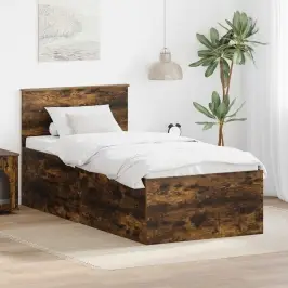 Gultas Rāmis Dūmaka Ozols 90 X 190 Cm Inženierijas Koks Vidaxl