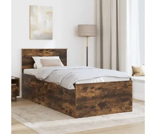 Gultas Rāmis Dūmaka Ozols 90 X 190 Cm Inženierijas Koks Vidaxl