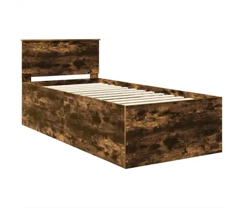 Gultas Rāmis Dūmaka Ozols 90 X 190 Cm Inženierijas Koks Vidaxl