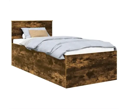 Gultas Rāmis Dūmaka Ozols 90 X 190 Cm Inženierijas Koks Vidaxl