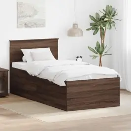 Gultas Rāmis Brūns Ozols 90 X 190 Cm Inženierijas Koks Vidaxl