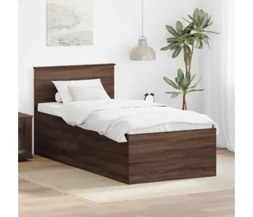Gultas Rāmis Brūns Ozols 90 X 190 Cm Inženierijas Koks Vidaxl
