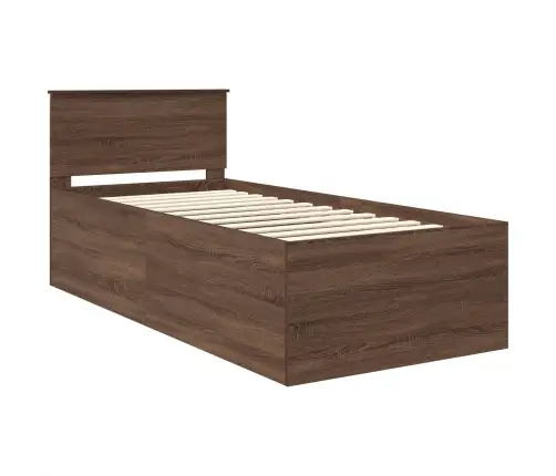 Gultas Rāmis Brūns Ozols 90 X 190 Cm Inženierijas Koks Vidaxl