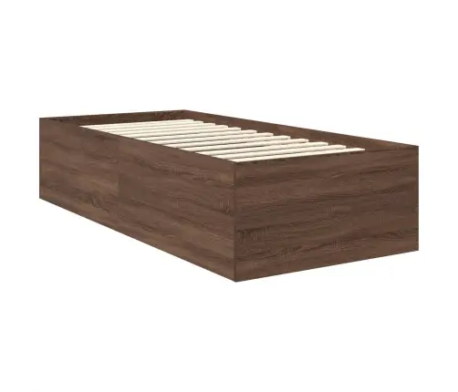 Gultas Rāmis Brūns Ozols 90 X 190 Cm Inženierijas Koks Vidaxl