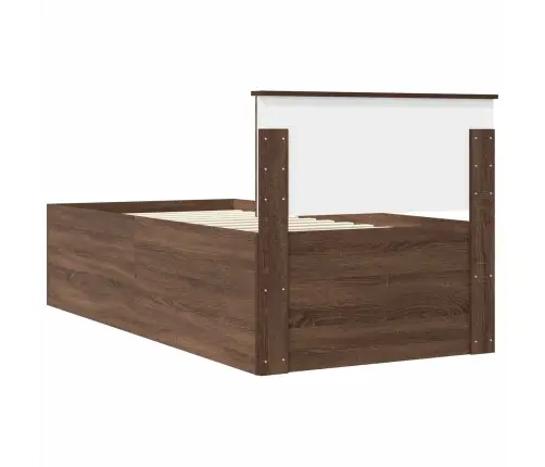 Gultas Rāmis Brūns Ozols 90 X 190 Cm Inženierijas Koks Vidaxl