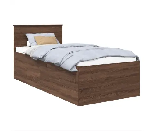Gultas Rāmis Brūns Ozols 90 X 190 Cm Inženierijas Koks Vidaxl