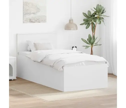 Lovos Rėmas Su Galvūgalio Balta 90 X 200 Cm Apdirbta Mediena