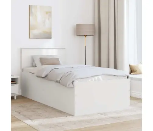 Lovos Rėmas Su Galvūgalio Balta 90 X 200 Cm Apdirbta Mediena