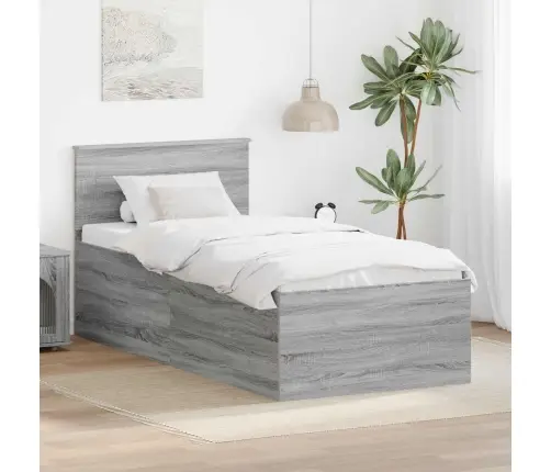 Gultas Rāmis Pelēks Sonoma 90 X 200 Cm Inženierijas Koks Vidaxl