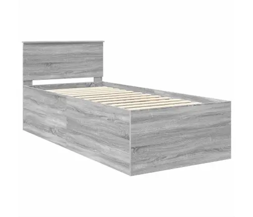 Gultas Rāmis Pelēks Sonoma 90 X 200 Cm Inženierijas Koks Vidaxl