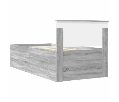Gultas Rāmis Pelēks Sonoma 90 X 200 Cm Inženierijas Koks Vidaxl