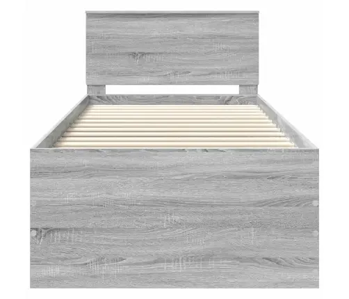 Gultas Rāmis Pelēks Sonoma 90 X 200 Cm Inženierijas Koks Vidaxl