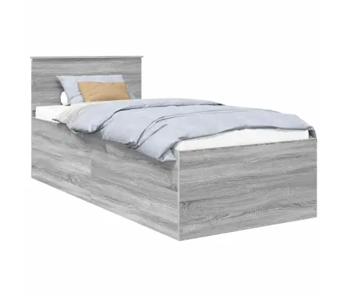 Gultas Rāmis Pelēks Sonoma 90 X 200 Cm Inženierijas Koks Vidaxl