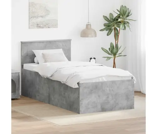 Gultas Rāmis Betona Pelēks 75 X 190 Cm Inženierijas Koks Vidaxl