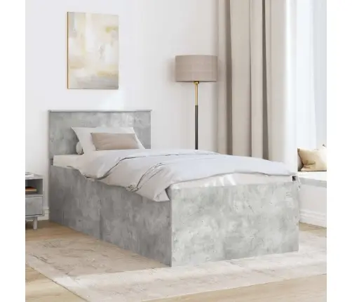 Gultas Rāmis Betona Pelēks 75 X 190 Cm Inženierijas Koks Vidaxl