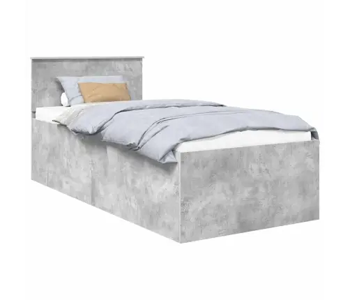 Gultas Rāmis Betona Pelēks 75 X 190 Cm Inženierijas Koks Vidaxl