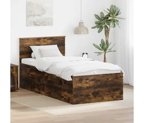 Gultas Rāmis Dūmaka Ozols 75 X 190 Cm Inženierijas Koks Vidaxl