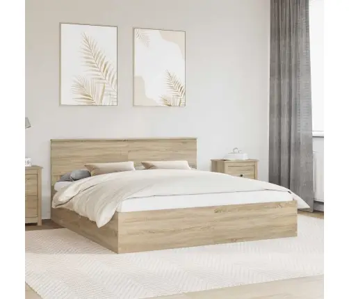 Voodi Raam Peaga Sonoma Tamm 200 X 200 Cm Tehispuit