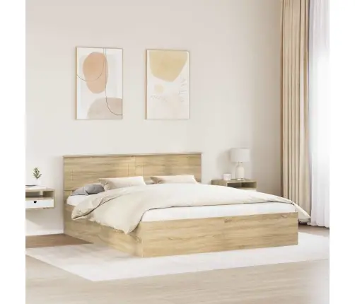 Voodi Raam Peaga Sonoma Tamm 200 X 200 Cm Tehispuit