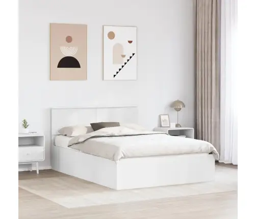 Lovos Rėmas Su Galvūgalio Balta 150 X 200 Cm Apdirbta Mediena