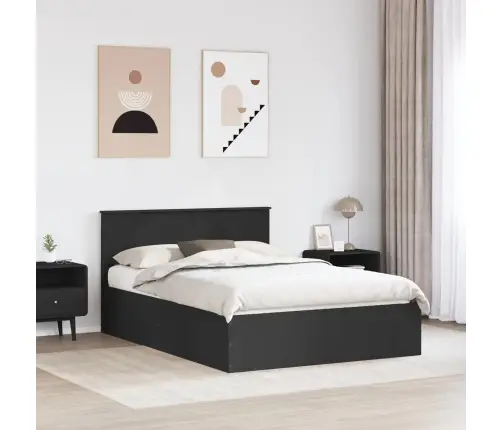 Gultas Rāmis Melna 150 X 200 Cm Inženierijas Koks Vidaxl