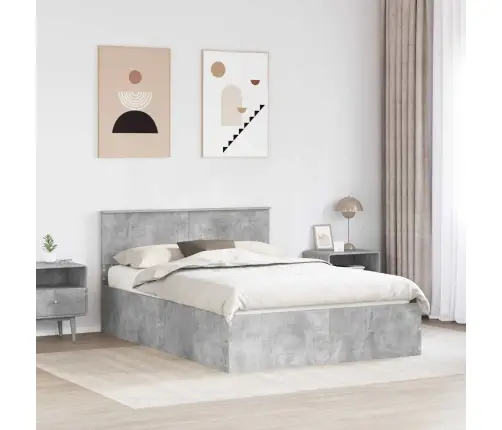 Voodi Raam Peaga Betoonhall 150 X 200 Cm Tehispuit