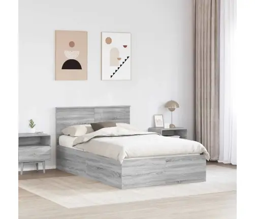 Gultas Rāmis Pelēks Sonoma 120 X 190 Cm Inženierijas Koks Vidaxl