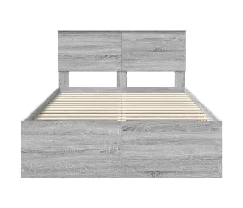 Gultas Rāmis Pelēks Sonoma 120 X 190 Cm Inženierijas Koks Vidaxl
