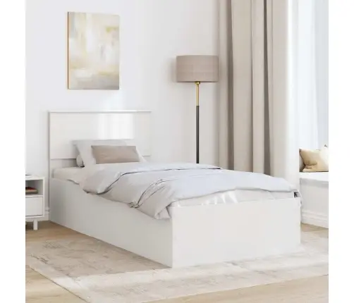 Lovos Rėmas Su Galvūgalio Balta 120 X 200 Cm Apdirbta Mediena