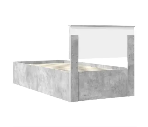 Gultas Rāmis Betona Pelēks 120 X 200 Cm Inženierijas Koks Vidaxl