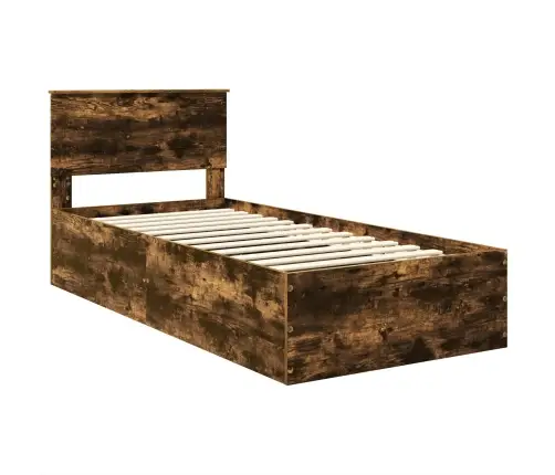 Gultas Rāmis Dūmaka Ozols 120 X 200 Cm Inženierijas Koks Vidaxl