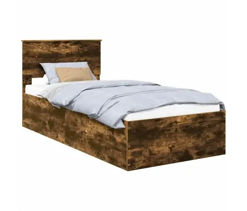 Gultas Rāmis Dūmaka Ozols 120 X 200 Cm Inženierijas Koks Vidaxl