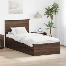 Gultas Rāmis Brūns Ozols 120 X 200 Cm Inženierijas Koks Vidaxl