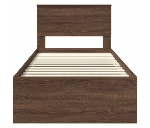 Gultas Rāmis Brūns Ozols 120 X 200 Cm Inženierijas Koks Vidaxl