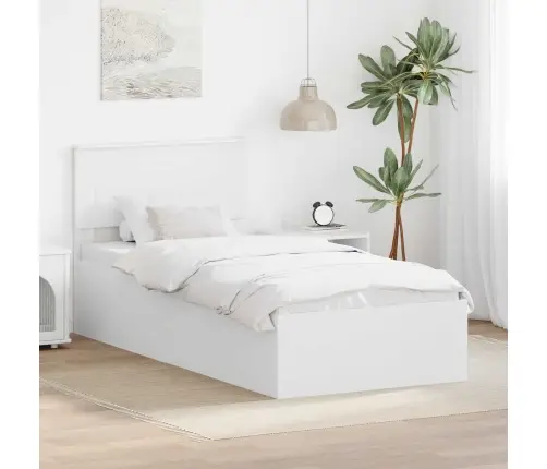 Lovos Rėmas Su Galvūgalio Balta 90 X 190 Cm Apdirbta Mediena