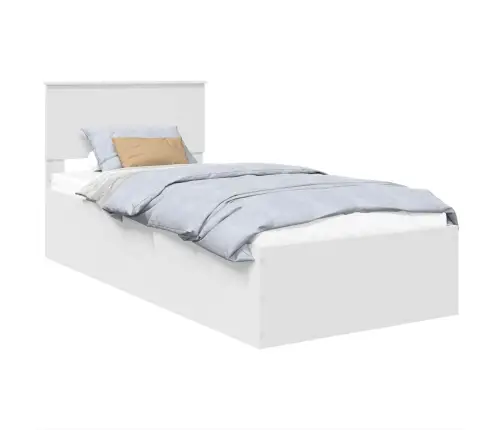 Lovos Rėmas Su Galvūgalio Balta 90 X 190 Cm Apdirbta Mediena