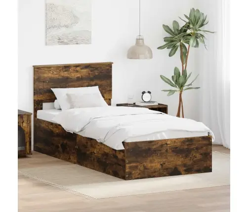 Gultas Rāmis Dūmaka Ozols 90 X 190 Cm Inženierijas Koks Vidaxl