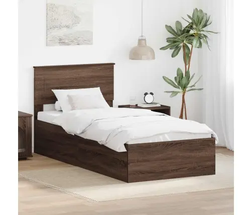 Gultas Rāmis Brūns Ozols 90 X 190 Cm Inženierijas Koks Vidaxl