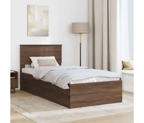 Gultas Rāmis Brūns Ozols 90 X 190 Cm Inženierijas Koks Vidaxl