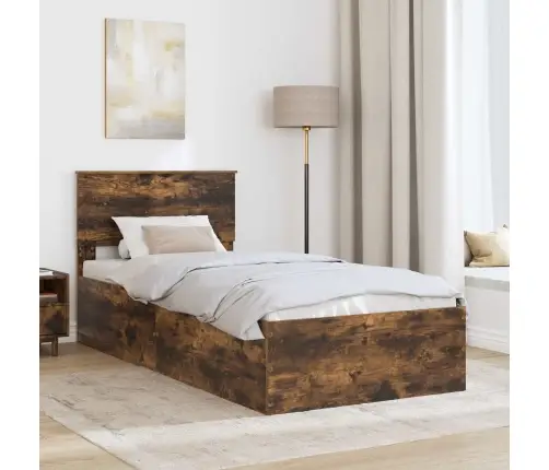 Gultas Rāmis Dūmaka Ozols 90 X 200 Cm Inženierijas Koks Vidaxl