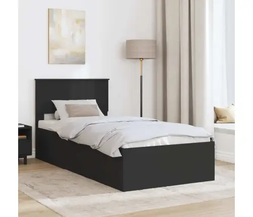 Voodi Raam Peaga Must 75 X 190 Cm Tehispuit