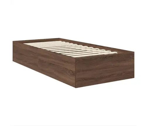 Gultas Rāmis Brūns Ozols 75 X 190 Cm Inženierijas Koks Vidaxl