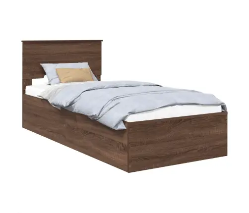 Gultas Rāmis Brūns Ozols 75 X 190 Cm Inženierijas Koks Vidaxl