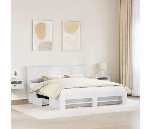 Gultas Rāmis Balts 200 X 200 Cm Inženierijas Koks Vidaxl